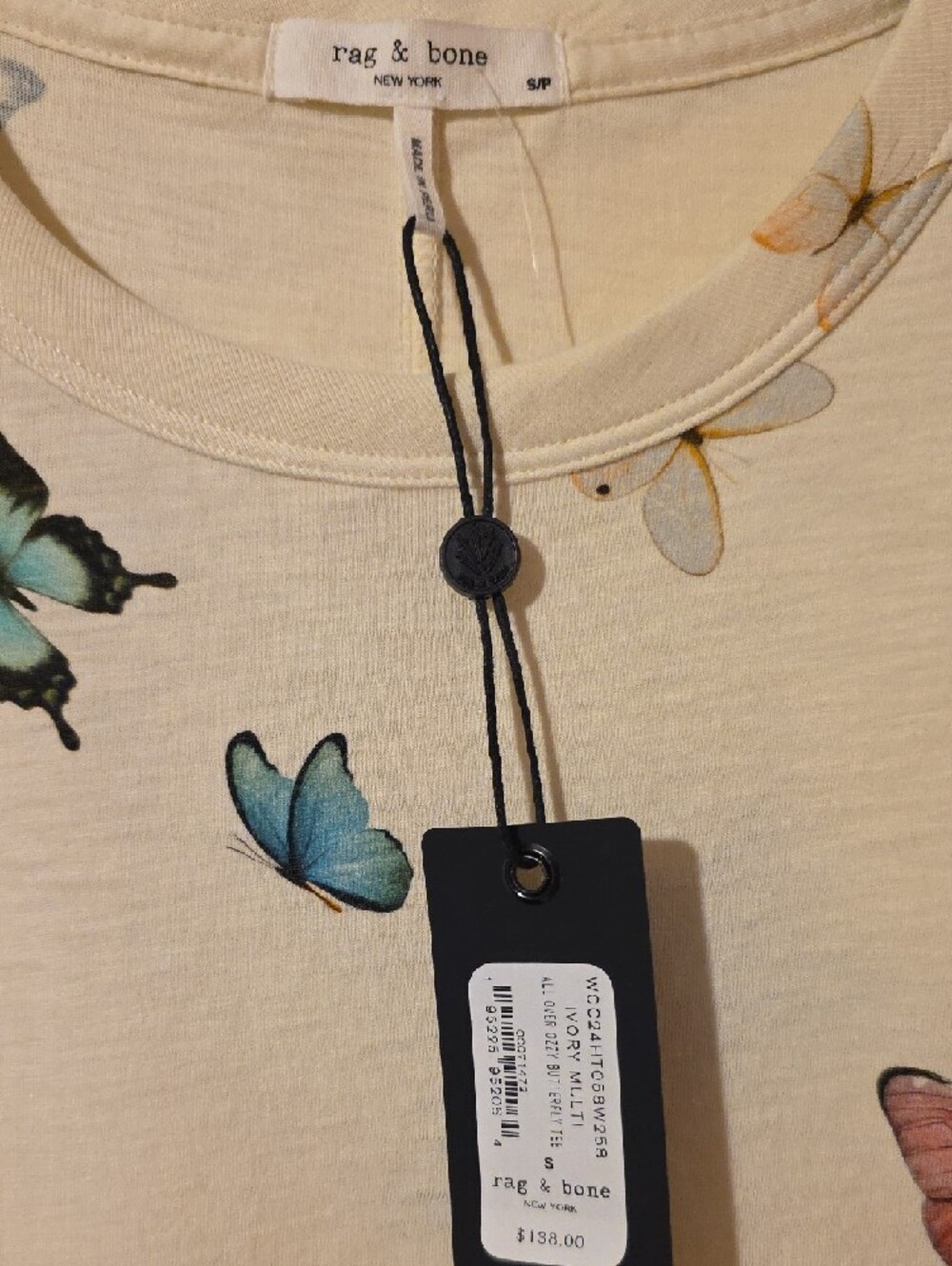 rag & bone Cream Butterfly Print Short Sleeve Tee - Picture 6 of 7